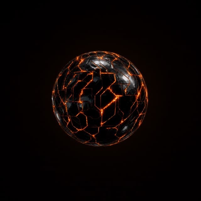 dark sphere with glowing cracks