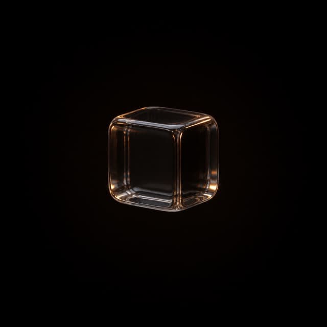 clear glass cube
